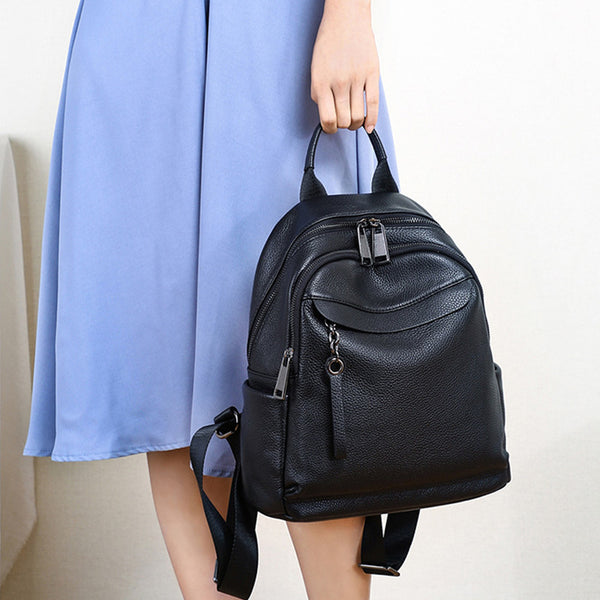 Ladies Small Black Leather Rucksack Leather Women's Backpack Purses Beautiful