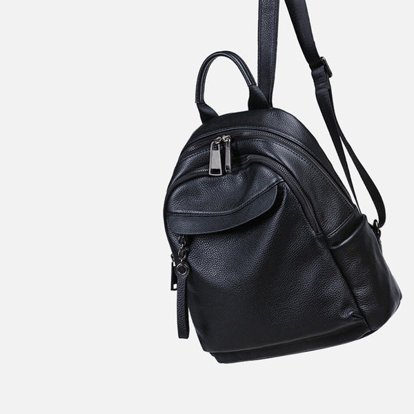 Ladies Small Black Leather Rucksack Leather Women's Backpack Purses
