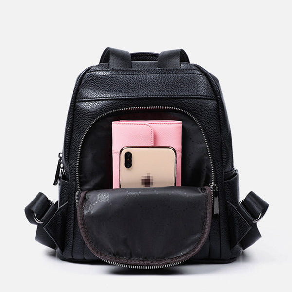 Ladies Small Black Leather Rucksack Leather Women's Backpack Purses Designer