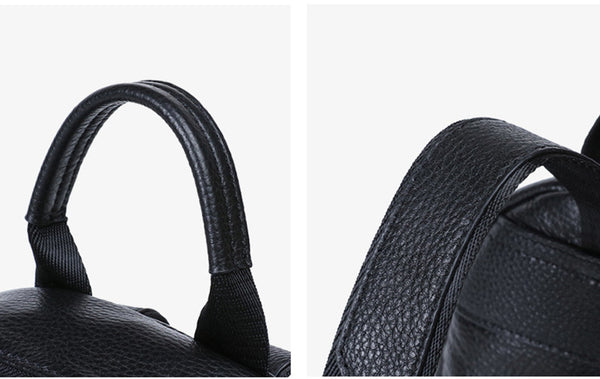 Ladies Small Black Leather Rucksack Leather Women's Backpack Purses Durable