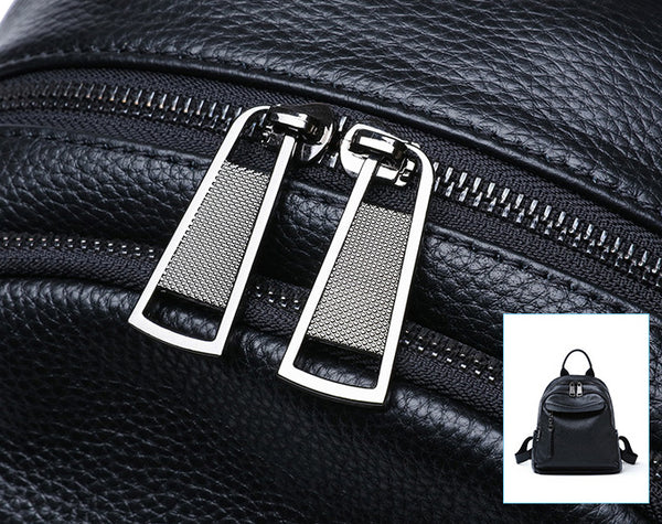 Ladies Small Black Leather Rucksack Leather Women's Backpack Purses Quality