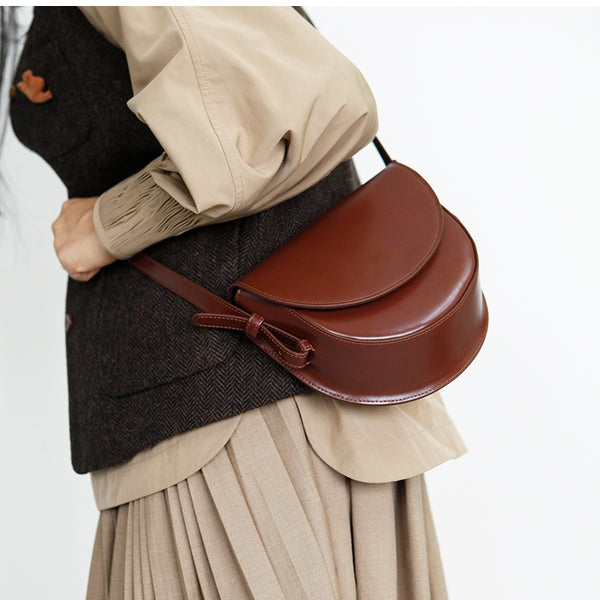 Ladies Small Leather Crossbody Saddle Bag Cross Shoulder Bag For Women Beautiful