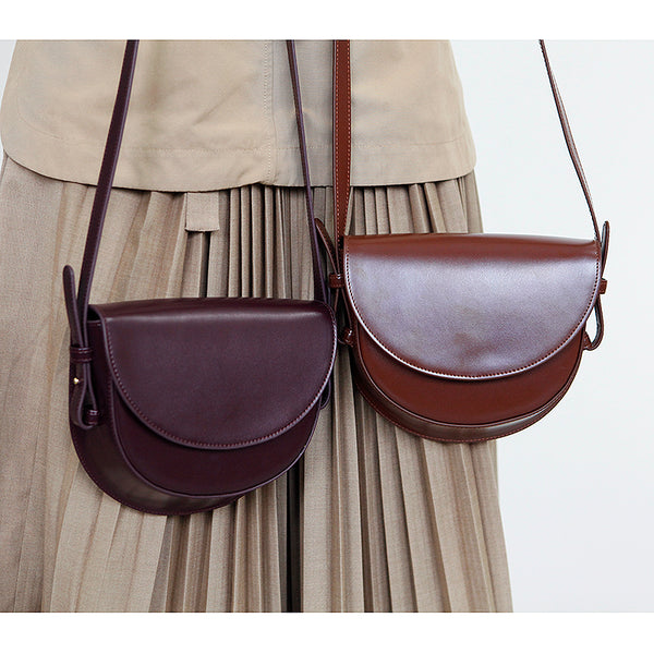 Ladies Small Leather Crossbody Saddle Bag Cross Shoulder Bag For Women Boutique