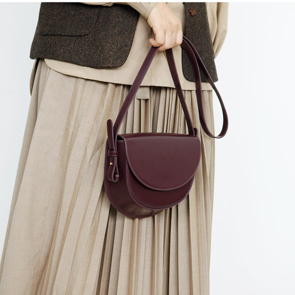 Ladies Small Leather Crossbody Saddle Bag Cross Shoulder Bag For Women Chic