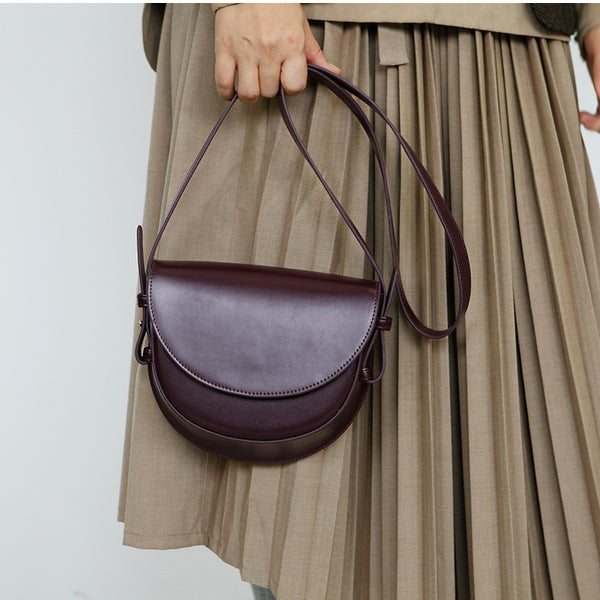 Ladies Small Leather Crossbody Saddle Bag Cross Shoulder Bag For Women Cool