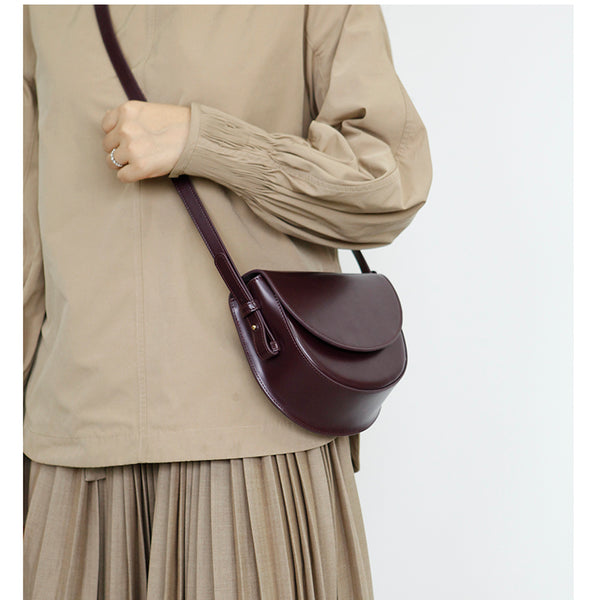 Ladies Small Leather Crossbody Saddle Bag Cross Shoulder Bag For Women Cute