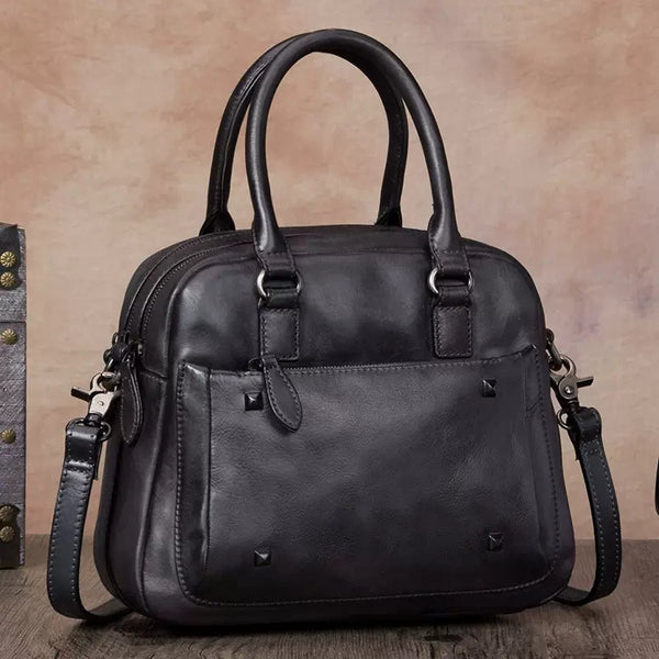 Ladies Small Leather Handbag Brown Shoulder Bag Black