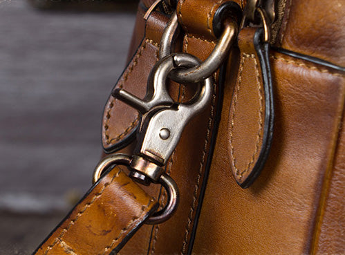 Ladies Small Leather Handbag Brown Shoulder Bag Durable