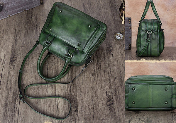 Womens Green Leather Crossbody Bag Cross Shoulder Bag