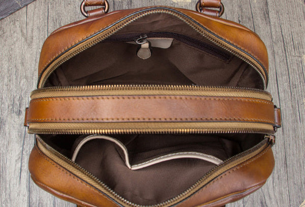 Ladies Small Leather Handbag Brown Shoulder Bag Inside