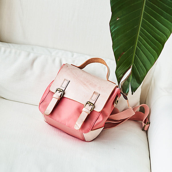 Ladies Small Leather Nylon Rucksack Backpack Crossbody Messenger Bag For Women Cute