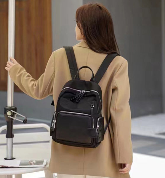 Ladies Small Nylon Backpack Purse Rucksack For Women Black