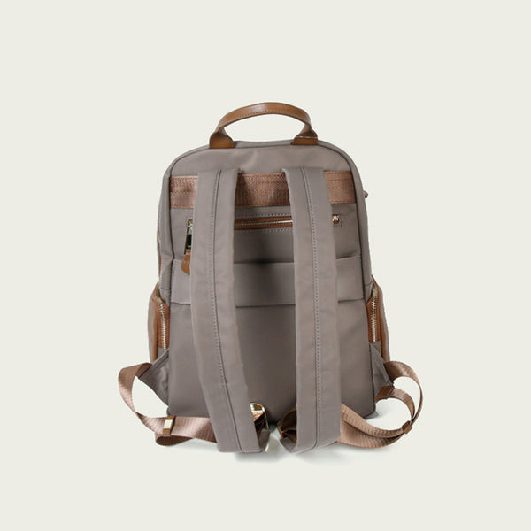 Ladies Small Nylon Backpack Purse Rucksack For Women Brown
