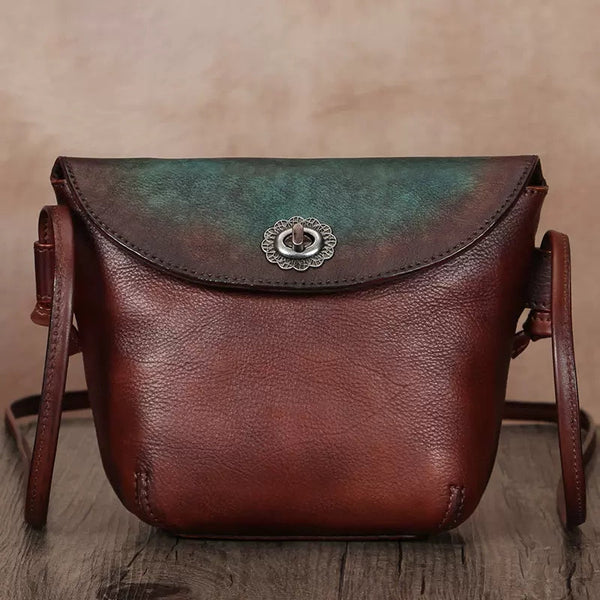 Ladies Brown Leather Crossbody Purse Cross Shoulder Bag