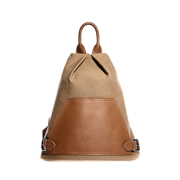 Ladies Small Vintage Canvas Leather Hiking Backpack Purse Canvas Rucksack Bag for Women Accessories