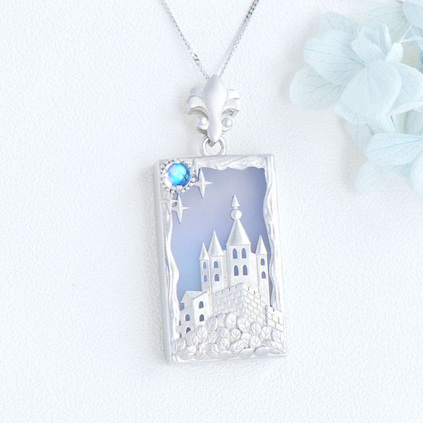 Ladies Sterling Silver Moonstone Chalcedony Pendant Necklace for Women Beautiful