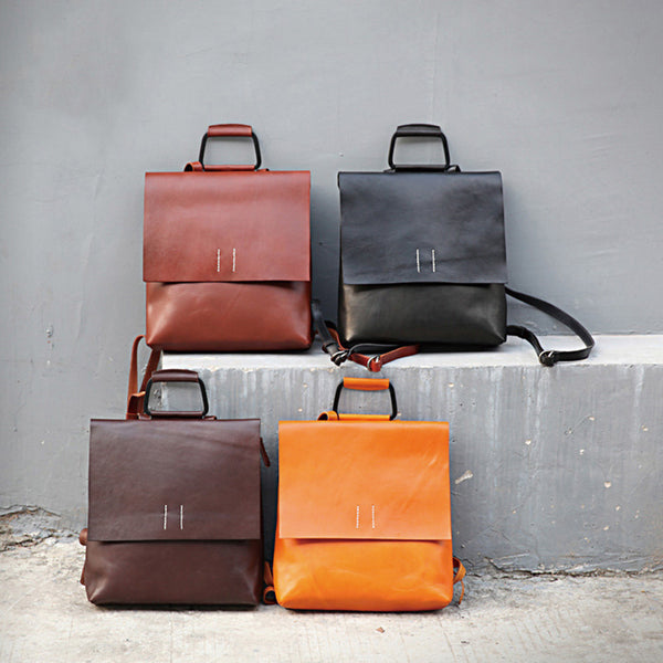 Ladies Tan Leather Elegant Backpack Bag Purse Womens Fashion Bookbag