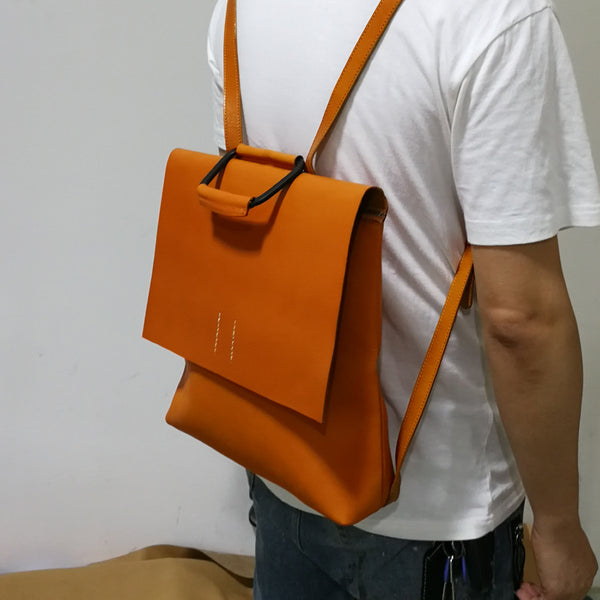 Ladies Tan Leather Elegant Backpack Bag Purse