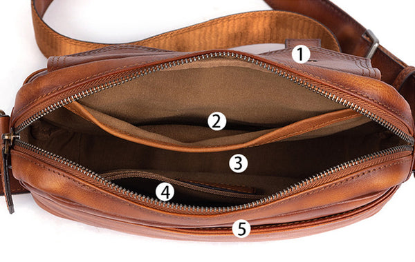 Ladies Vintage Leather Satchel Bag Shoulder Strap Bag For Women Inside