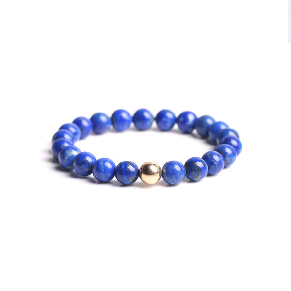 Lapis Lazuli Silver Gold Bead Bracelet Handmade couple Jewelry Accessories Women Men