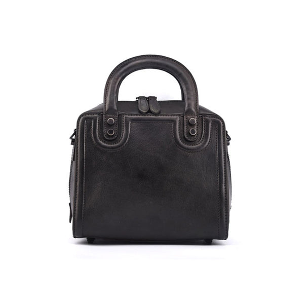 Leather Women Cube Bag Leather Handbags Crossbody Bags for Women Black