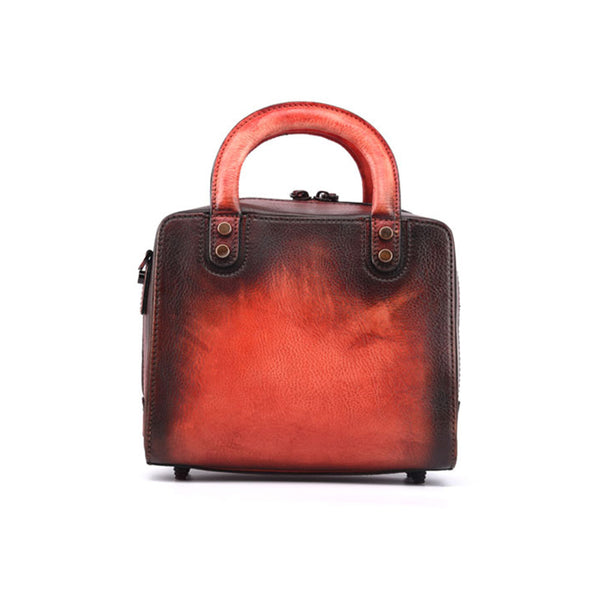 Leather Women Cube Bag Leather Handbags Crossbody Bags for Women Red