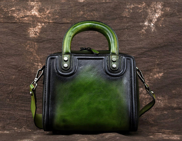 Leather Women Cube Bag Leather Handbags Crossbody Bags for Women Vintage