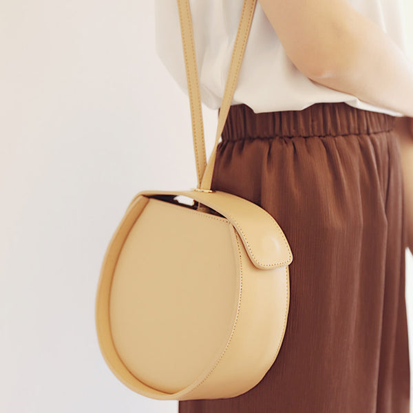 Leather Womens Circle Handbags Small Leather Crossbody Bags Purse Boutique