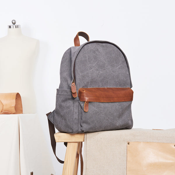 Vintage Women's Canvas Leather Travel Backpack Purse Rucksack for Women Accessories