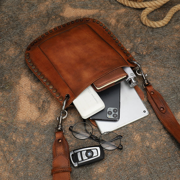 Medium Women's Western Cowhide Leather Crossbody Purse Satchel Bag For Ladies Fashion