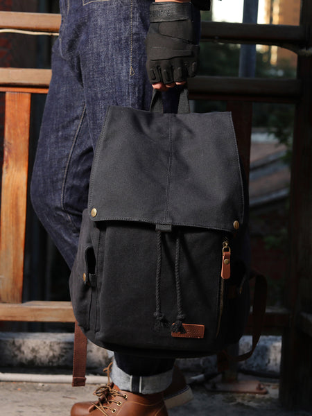 Ladies Canvas Drawstring Backpack Purse Travel Backpack Rucksack For Women