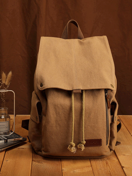 Ladies Canvas Drawstring Backpack Purse Travel Backpack Rucksack For Women
