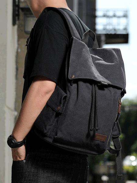 Ladies Canvas Drawstring Backpack Purse Travel Backpack Rucksack For Women