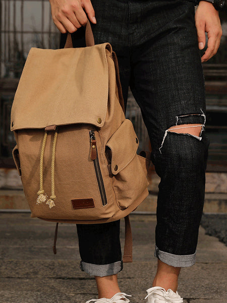 Ladies Canvas Drawstring Backpack Purse Travel Backpack Rucksack For Women