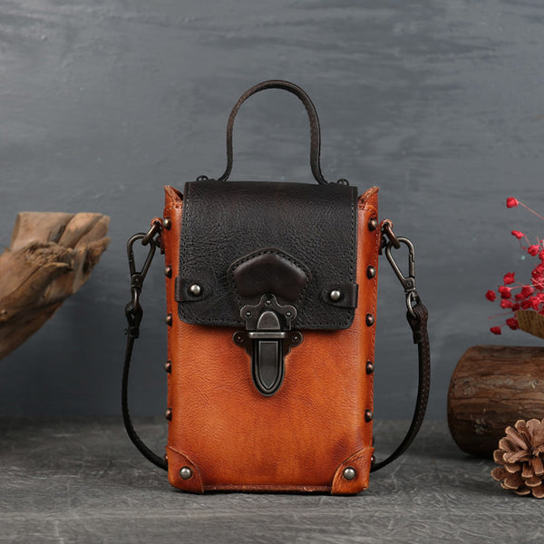 Mini Ladies Brown Leather Side Leather Crossbody Purse For Women Accessories