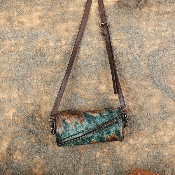 Mini Ladies Cowhide Leather Crossbody Bag Purse Cylindrical Side Bags For Women Beautiful