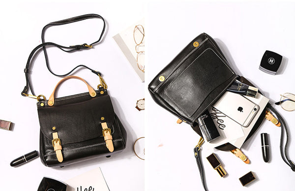 Womens Small Green Leather Shoulder Bag Satchel Backpack For Women