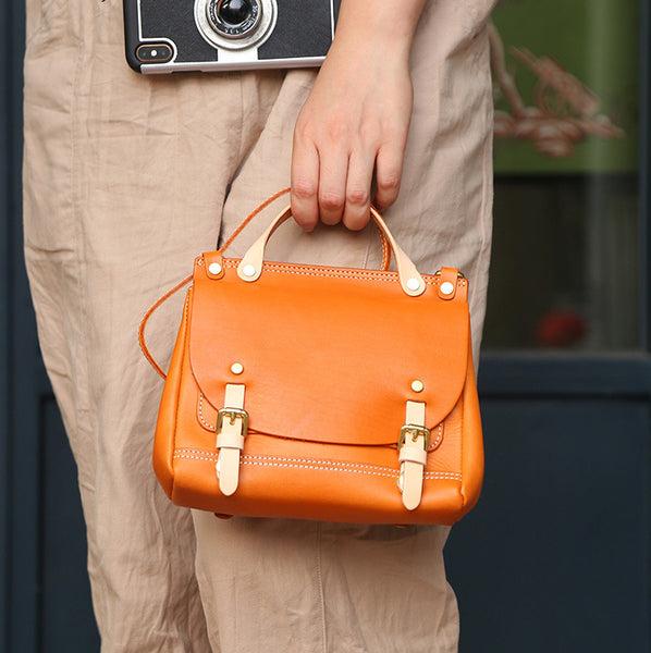 Womens Small Green Leather Shoulder Bag Satchel Backpack For Women