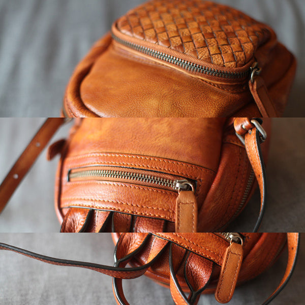 Mini Womens Brown Leather Backpack Purse Cute Backpacks for Women Details