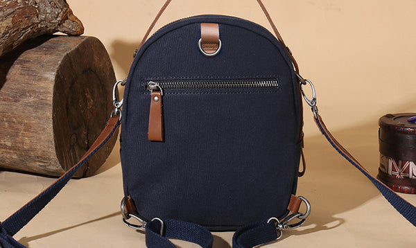 Mini Womens Canvas Leather Backpack Purse Canvas Rucksack Handbags for Women Cute
