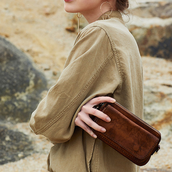 Womens Small Over The Shoulder Bags Green Leather Crossbody Purse For Women