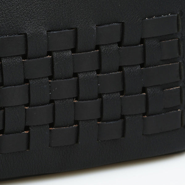 Mini Womens Designer Black Leather Braided Backpack Purse Handmade Backpacks for Women funky