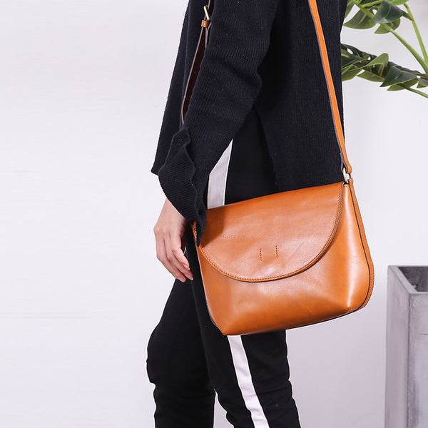 Minimalist Women Brown Leather Satchel Bag Crossbody Bags Purses for Women Brown