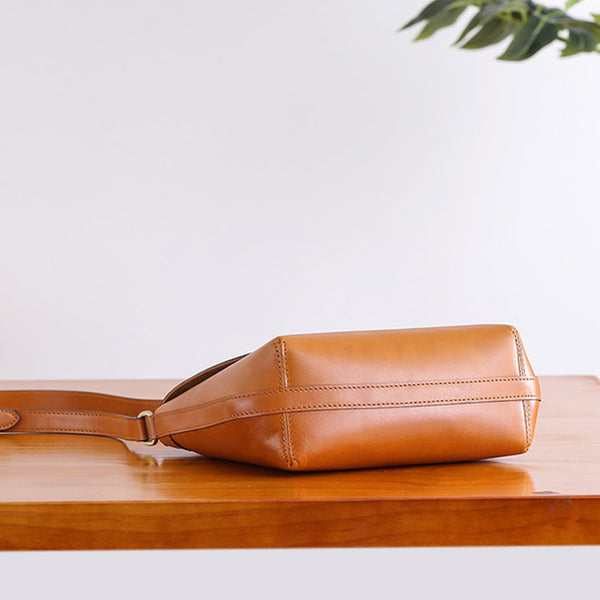 Minimalist Women Brown Leather Satchel Bag Crossbody Bags Purses for Women cowhide