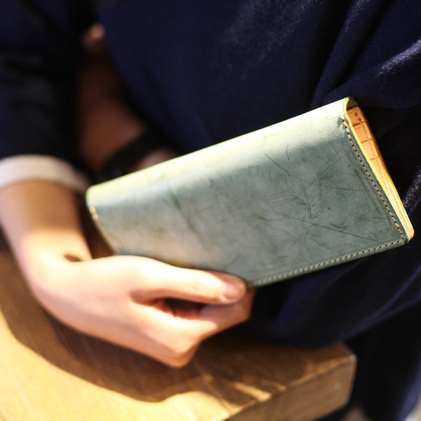 Minimalist Womens Long Leather Wallet Purse Handmade Clutch for Women