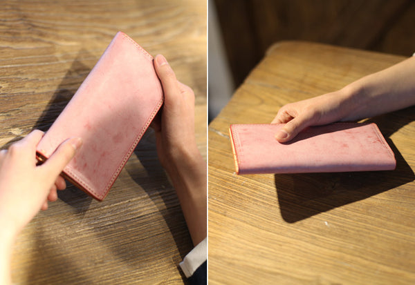 Minimalist Womens Long Leather Wallet Purse Handmade Clutch for Women Designer