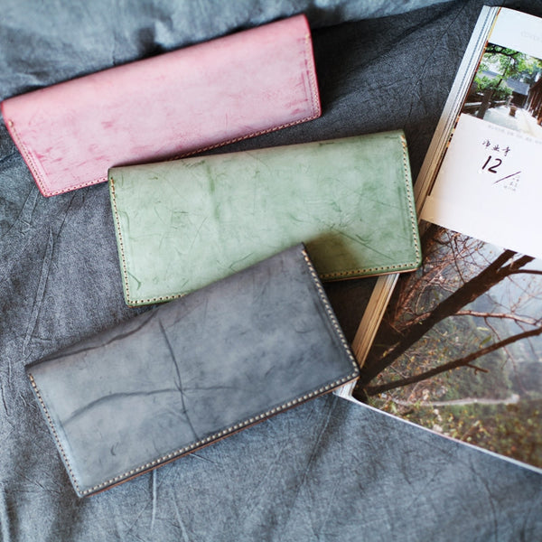 Minimalist Womens Long Leather Wallet Purse Handmade Clutch for Women beautiful