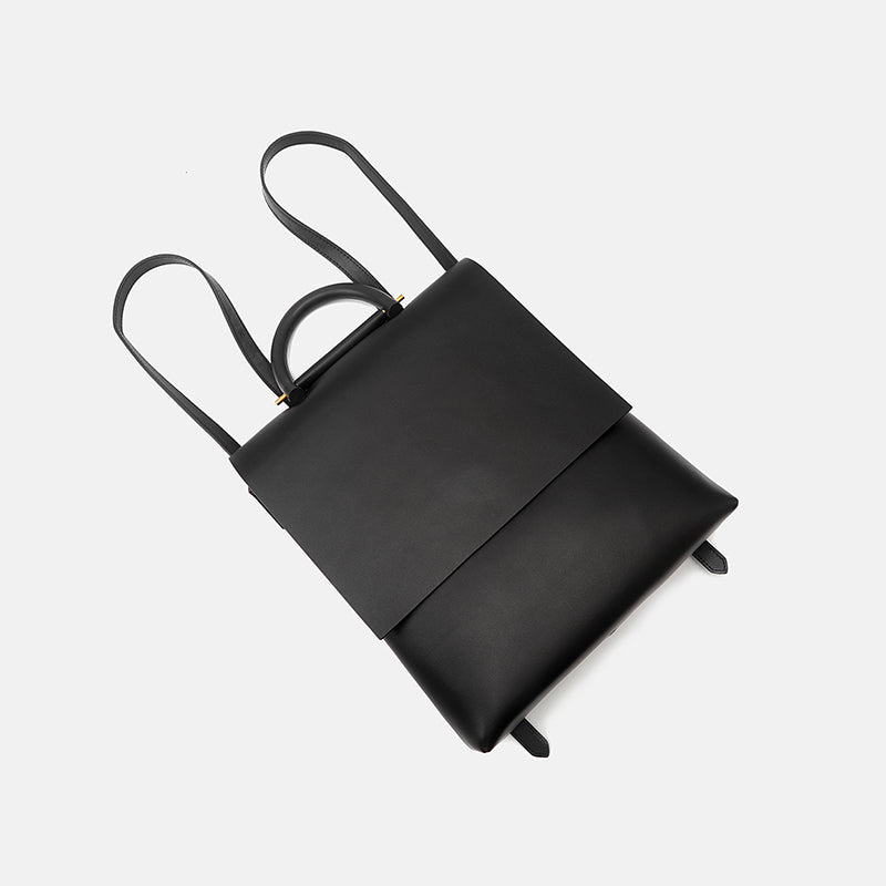 Minimalist Womens Square Leather Zip Backpack Purse Rucksack for Women Affordable