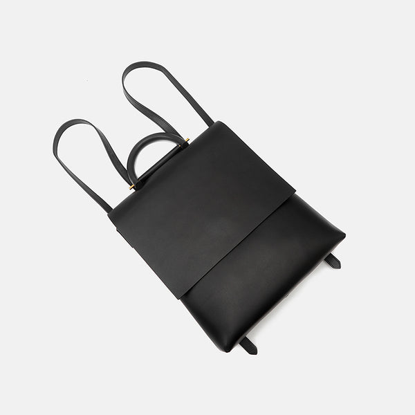 Minimalist Womens Square Leather Zip Backpack Purse Rucksack for Women Affordable