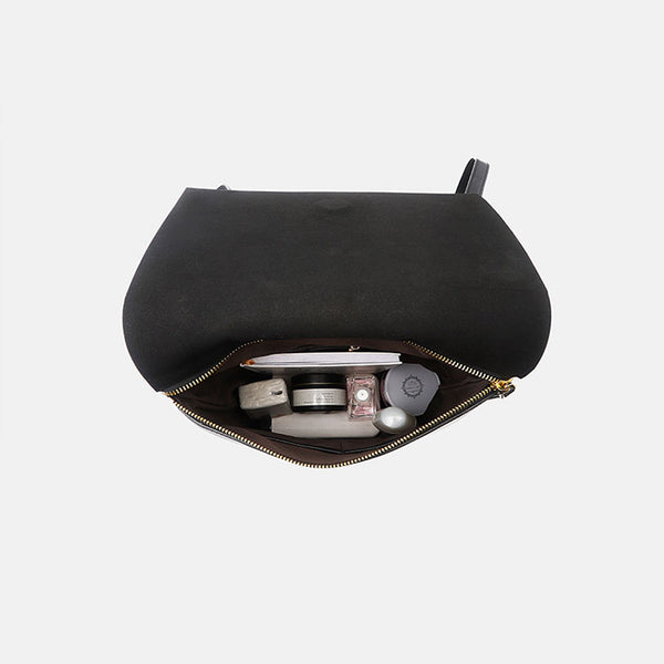 Minimalist Womens Square Leather Zip Backpack Purse Rucksack for Women Cowhide